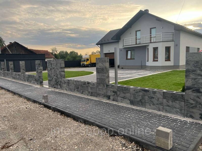 Блок на паркан модульний ранчо / Loft / 190x190x500, Колір: ГРАФІТ / 11111432 фото